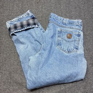 Vintage Carhartt Relaxed Fit Jeans Flannel Lined Mens‎ 40x30 Blue Denim Workwear